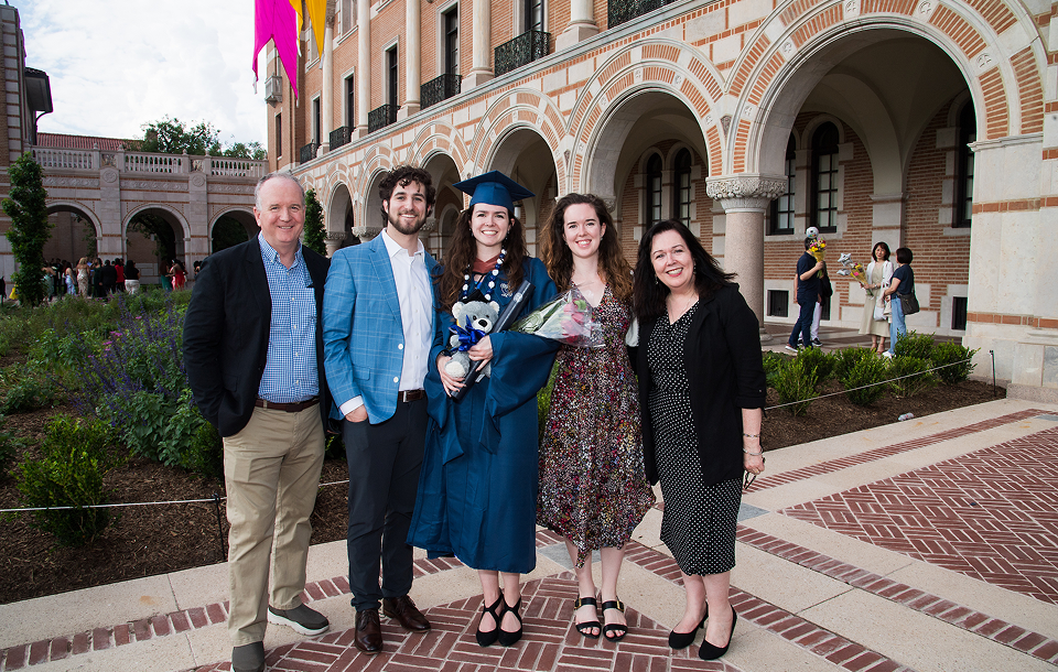Family on campus during graduation