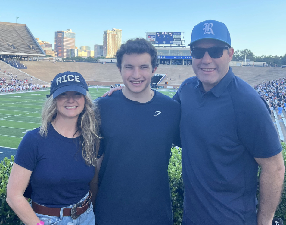 Parents Bree and Adam Pessin and son Jake Pessin ’29