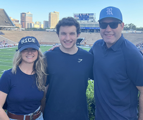 Parents Bree and Adam Pessin and son Jake Pessin ’29
